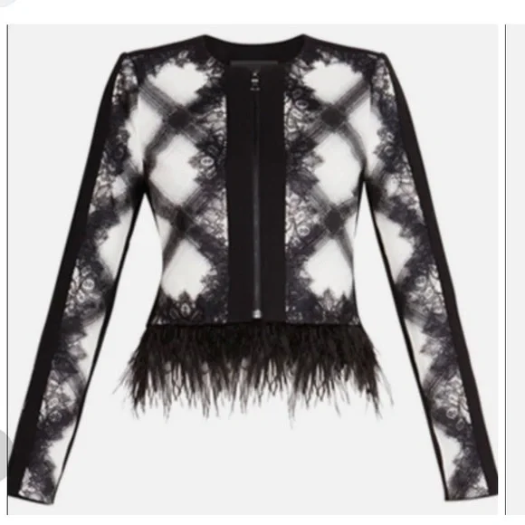 BCBGMaxAzria Jackets Coats Bcbgmaxazria Ostrich Feather Trim